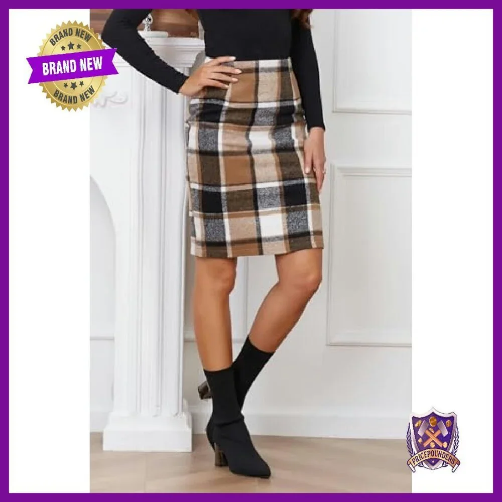 Knee Length Wool Pencil Skirt, High Waist Bodycon, Zipper Closure